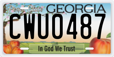 GA license plate CWU0487