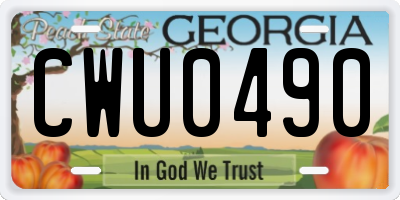 GA license plate CWU0490