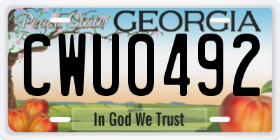 GA license plate CWU0492
