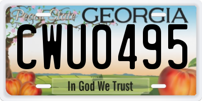 GA license plate CWU0495
