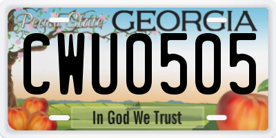 GA license plate CWU0505