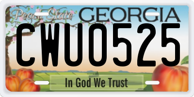 GA license plate CWU0525