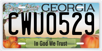 GA license plate CWU0529