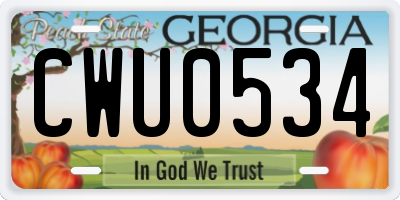 GA license plate CWU0534