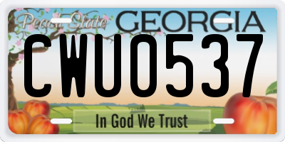 GA license plate CWU0537