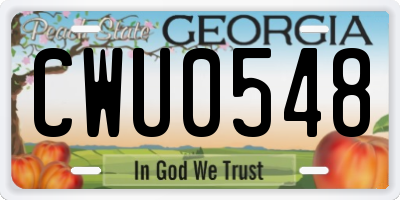 GA license plate CWU0548