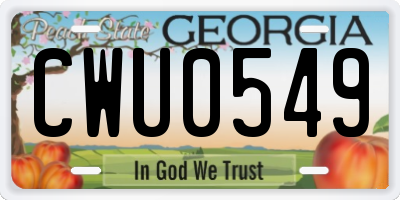 GA license plate CWU0549