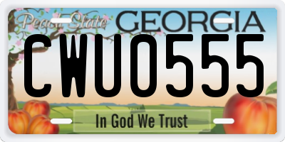 GA license plate CWU0555
