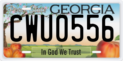 GA license plate CWU0556