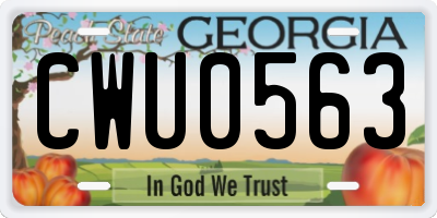 GA license plate CWU0563