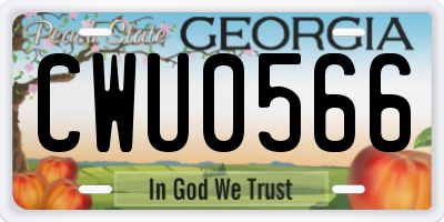 GA license plate CWU0566