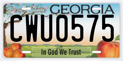GA license plate CWU0575