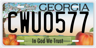 GA license plate CWU0577