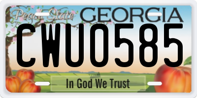 GA license plate CWU0585