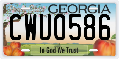 GA license plate CWU0586