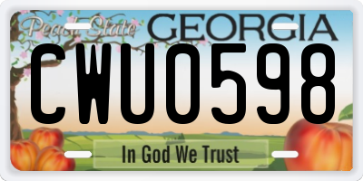 GA license plate CWU0598