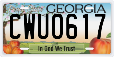 GA license plate CWU0617