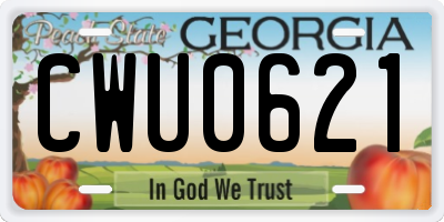 GA license plate CWU0621