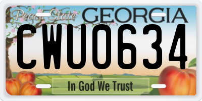 GA license plate CWU0634