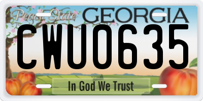 GA license plate CWU0635
