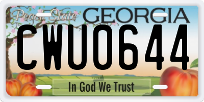 GA license plate CWU0644