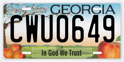 GA license plate CWU0649
