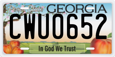 GA license plate CWU0652