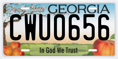 GA license plate CWU0656