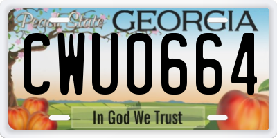 GA license plate CWU0664