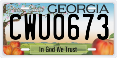 GA license plate CWU0673