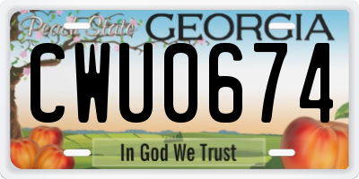GA license plate CWU0674