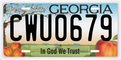 GA license plate CWU0679