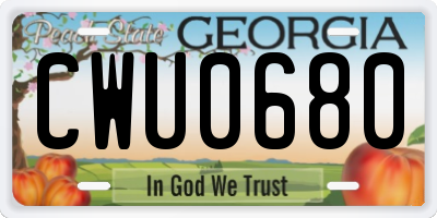 GA license plate CWU0680