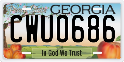 GA license plate CWU0686