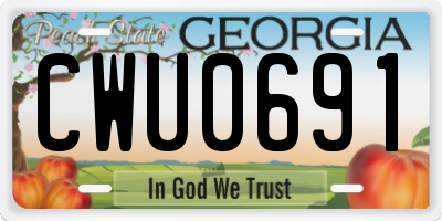 GA license plate CWU0691