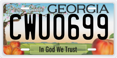 GA license plate CWU0699