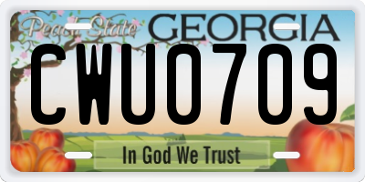 GA license plate CWU0709