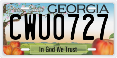 GA license plate CWU0727