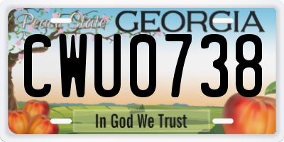 GA license plate CWU0738