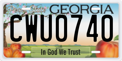 GA license plate CWU0740