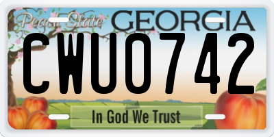GA license plate CWU0742