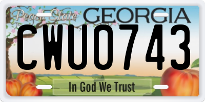 GA license plate CWU0743
