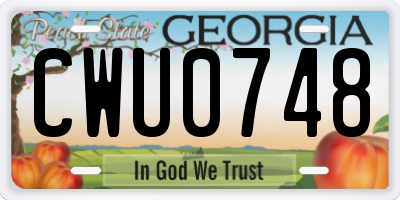 GA license plate CWU0748