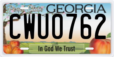 GA license plate CWU0762