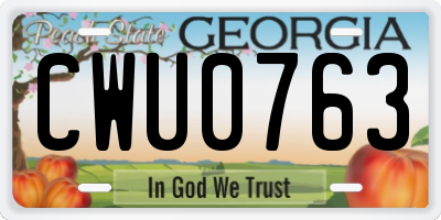 GA license plate CWU0763