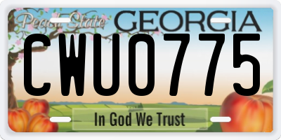 GA license plate CWU0775