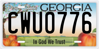 GA license plate CWU0776