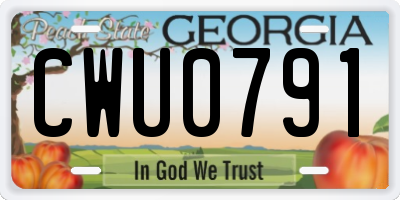 GA license plate CWU0791