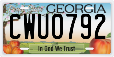 GA license plate CWU0792