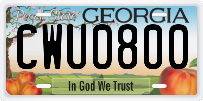 GA license plate CWU0800